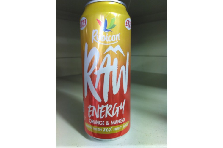 Rubicon Raw Energy Orange & Mango  made with 20% Fruit Juice  500ml