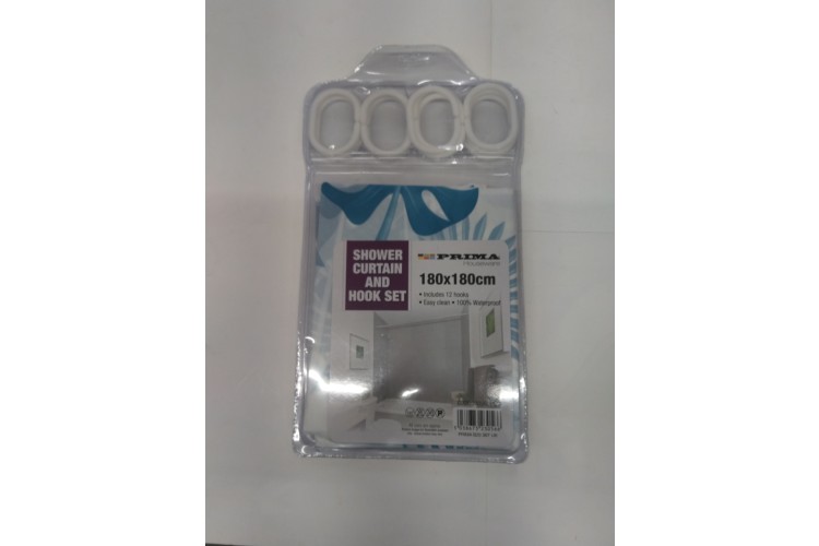 Shower Curtain and Hook Set