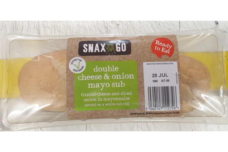 Snax On The Go Double Cheese & Onion Mayo Sub 165g