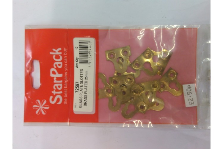 Star Pack Glass Plate Slotted Brass Plated 25mm