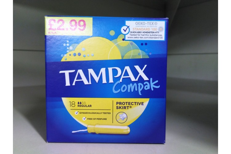 Tampax Copak Comfortable &Clean Intense Super Plus 18 Regular free of Perfume  