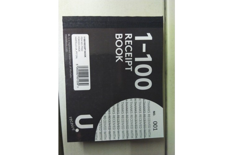 U. Receive 1-100 Receipt Book 