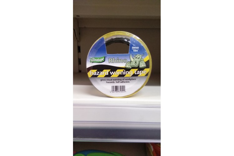 Ultratape Rhino hazard warning tape 50mm x 10m
