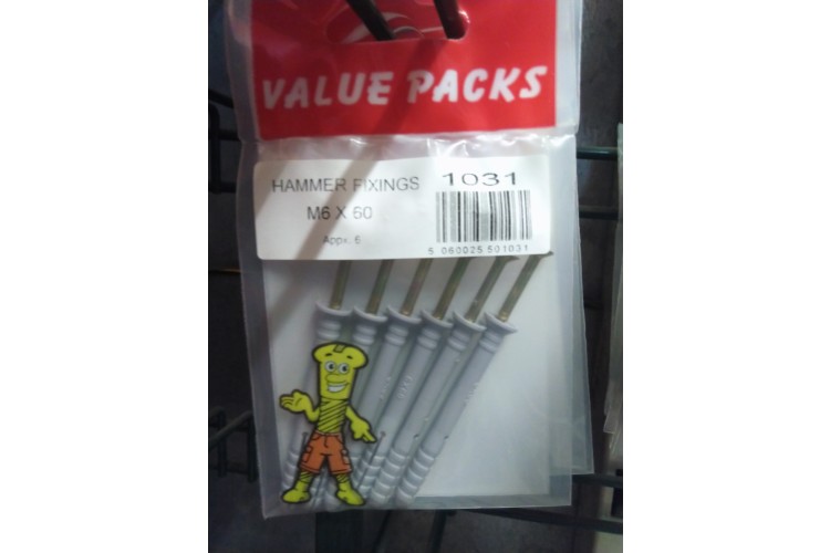 Value Packs Hammer Fixings M6*60 Appx. 6