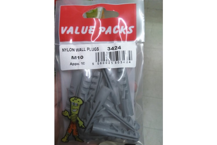 Value Packs Nylon Wall Plugs M10 Appx. 10