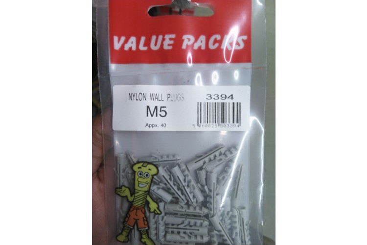 Value Packs Nylon Wall Plugs M5 Appx. 40