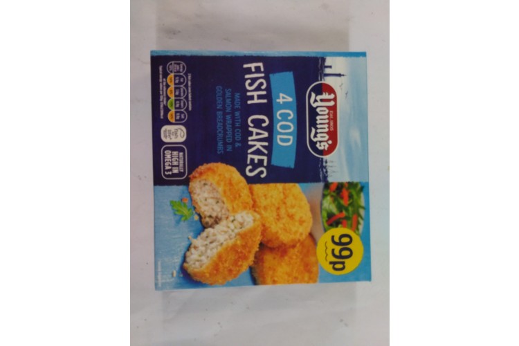 Youngs 4x Cod Fish Cake 200g Made with cod & salmon wrapped in golden breadcrumbs 